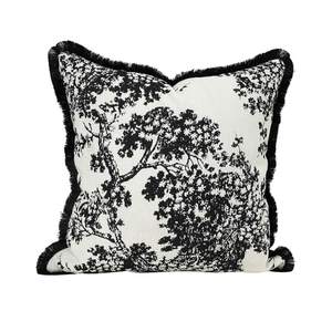 Croker Horse 18x18'' inches Throw Pillow Cushion Covers - Black Embroidery Pine Tree Luxury Modern Style with 