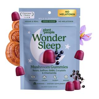 Plant People WonderSleep Mushroom Gummies Supplement for Sleep, 60ct | No Melatonin Sleep Gummies with Reishi