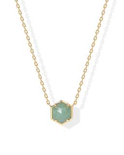 PAVOI 14K Gold Plated Gemstone Pendant Necklace | Dainty Chain Necklaces for Women | Amethyst, Onyx, Green Flu