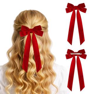 10 PCS Velvet Christmas Tree Bows with Hair Clip, 2025 New Velvet Christmas Tree Bow for Gift, Vintage velvets