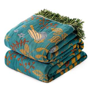 MSGKV Boho Throw Blanket 50"x60" Cotton Blanket for Couch & Living Room | 50"x60" Cotton Throw, Woven Bird Bla