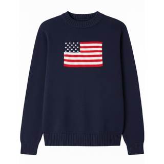 Madore Blue Soft Oversized American Flag Sweater Women 4th of July 2024 USA Outfits Plus Fourth, Medium