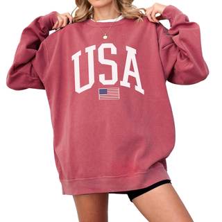 USA Flag Graphic Sweatshirt for 4th of July – Unisex Pullover for Women and Men, 80% Cotton, Perfect for Indep