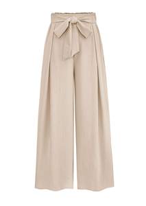 PRETTYGARDEN Women's Palazzo Wide Leg Work Dress Pants | Summer Business Casual Outfits, Tie Front, Elastic Hi