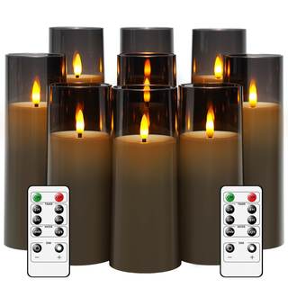 kakoya Flickering Flameless Candles Battery Operated with Remote and 2/4/6/8 H Timer Plexiglass Led Pillar Can