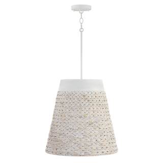 Capital Lighting 343941HW Tallulah Handcrafted Mango Wood and Water Hyacinth Bell Pendant Ceiling Light Fixtur