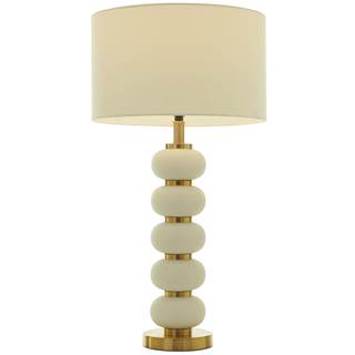 CosmoLiving by Cosmopolitan Metal Room Table Lamp Orbs Style Base Accent Lamp with Drum Shade, Lamp 15" x 15" 
