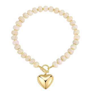 GZQ Chunky Plain Gold Heart Necklace for Women, Boho Resin Beaded Choker Necklace, Perfect for Daily Wear Beac