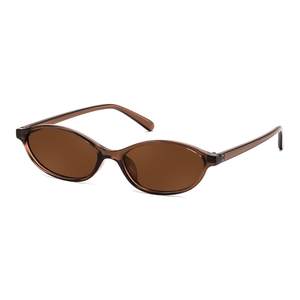 FEISEDY Retro Oval Cat Eye Sunglasses for Women 90s Narrow Lightweight Shades Y2k Trendy Sunnies B0257 Brown/B