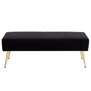 Furniliving 44 Inch Bedroom Bench, Upholstered Tufted Striped Fabric Ottoman Benches with X-Shaped Metal Legs 