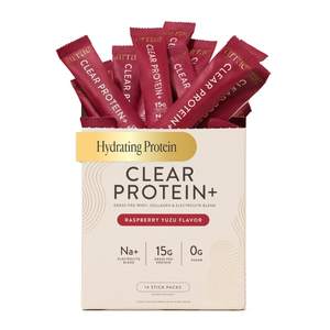 Clear Protein Powder, 15g Collagen & Whey with Electrolytes, 14 Packets | 0g Sugar, 0g Fat, No Artificial Addi