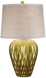 Buckhead 28" Gold Tall Table Lamp Golden Warm Bronze Brown Geometric Urn | Modern Textured Bedroom Living Room