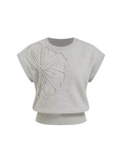 CIDER Floral Sweater Vest Women Crew Neck Cap Sleeve Knit Vest Top Trendy | loose fit, short sleeve sweater, p