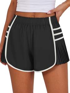Caracilia Women Running Shorts Flowy Pleated Athletic Shorts Summer High Waisted Tennis Sporty Workout Gym Sho