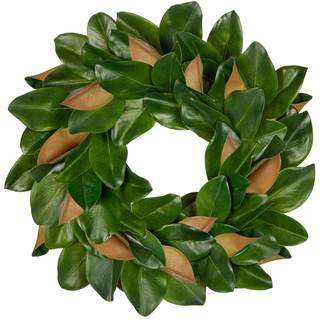 Briful 23'' Artificial Magnolia Wreath for Front Door Silk Greenery Wreath Faux Magnolia Leaf Wreaths for Home