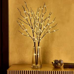 Fudios Lighted Brown Branches with Timer 32 in 100 LED for Vases Battery Operated, Artificial Willow Branch Tw