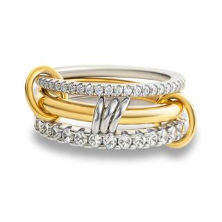 Gold Stackable Rings for Women Non Tarnish, 18k Gold Plated Cubic Zirconia Rings, Silver Gold Multi Ring Mixed