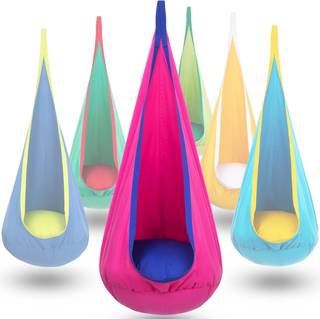 Y- STOP Kids Pod Swing Seat, Hanging Hammock Chair Swing with Inflatable Pillow, Sensory Swing Chair with Pock