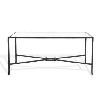 SAFAVIEH Couture Collection Tauri Black Metal Glass Top Rectangle Coffee Table (Fully Assembled) Black/Clear