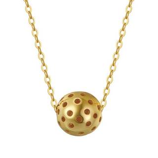 Pickleball Ball Pendant with Gold Plated Sterling Silver Chain- 18k Gold Necklace for Women | Gift for Her, Bi