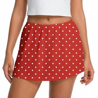 IWOLLENCE Womens Mini Skirt with Shorts Underneath Casual Summer Short Skirts Cute A Line Skorts Pd Red Small