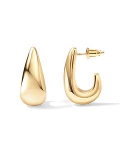 PAVOI 14K Gold Plated 925 Sterling Silver Post Statement Huggie Earrings | Gold Dome Hoop Earrings for Women Y