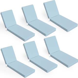 Outdoor Chaise Lounge Cushions Set of 6,Waterproof & Fade-Resistant Lounge Chair Cushion with Removable Cover 