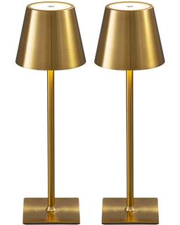 KDG 2 Pack Cordless Gold Table Lamps, Rechargeable Portable LED Desk Lamps | 4000mAh Battery Operated 3 Color 