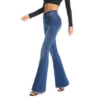 FLYING BANANA Women's Totally Shaping Curvy Stretchy Bootcut Flare Denim Jeans Blue-bootcut 2 Short