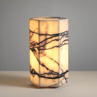 Handcrafted Real Marble Table Lamp, Stone Lamp with Tri-Color Dimmable LED, Bedside Lamp, Small Table Lamp for