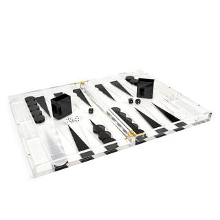 TIZO Elegant 18” Lucite Backgammon Set, Lucite Chips & Cups with Magnetic Closure, Elegant & Practical Boutiqu