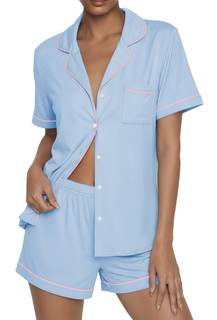 Ekouaer Womens Pajama Sets Button Up Pjs 2 Piece Short Sleeve Sleepwear | soft fabric, for wedding date night 