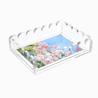 LUGUNU Scalloped Acrylic Tray with Magnetic Mat – Customizable for Photos, Artwork, or Messages, 5x7in, Non-Sl