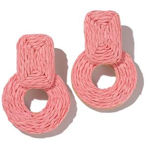 Boho Statement Raffia Drop Earrings Colorful Summer Beach Big Fun Jewelry | Geometric Large Chunky Square Dang