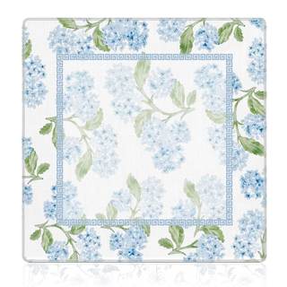 Blue Hydrangea Floral Mahjong Mat 31.5"x31.5", Grandmillennial Blue Flower Non-Slip Noise Reduction Gaming Mat