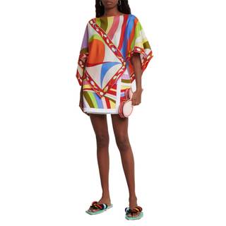Wuitrie Two Piece Sets for Women Color block Poncho Tops Mini Skirt Geometric Print Going Out Vacation Outfits