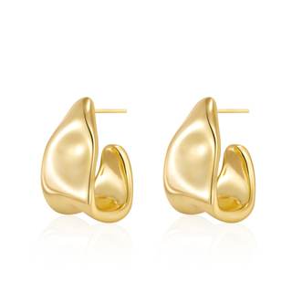 Amicon Chunky Gold Stud Earrings for Women 14k Gold Plated Hypoallergenic Earrings Statement Trendy Fashion Go