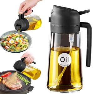 YARRAMATE 16 oz 2-in-1 Glass Olive Oil Sprayer for Cooking, Black | Food-grade dispenser bottle, 470 ml, spray
