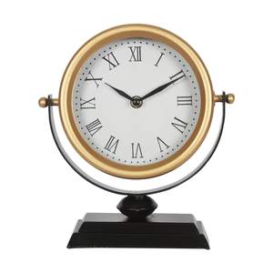 Vintage Analog Table Clock Battery Operated Silent Gold | Vintage Decor, Living Room Bedroom Office Shelf, Far