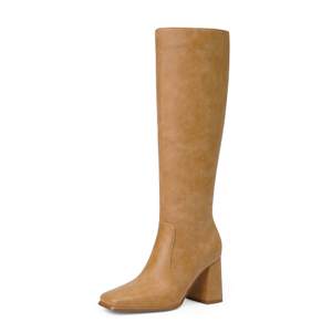 Modatope Knee High Boots Women Square Toe Chunky Heel Fashion Tall Boots | Block Heel Gogo Boots with Side Zip
