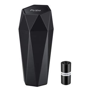 JUSTTOP Car Trash Can with Lid, Diamond Design Small Automatic Portable Trash Can with 1 Trash Bag, Easy to Cl