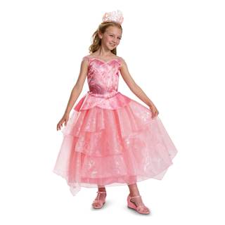 Disguise Girls Wicked Glinda Costume for Girls, Deluxe Official Wicked Pink Glinda Costume Dress S (4-6x) Wick