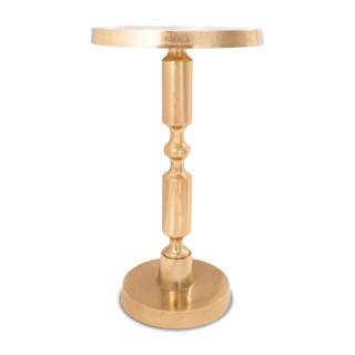 OBJET D'ART Rhodes Small Round Gold End Table, 21" H | Vintage Metal Accent, Side Table, Pedestal, Cocktail, D