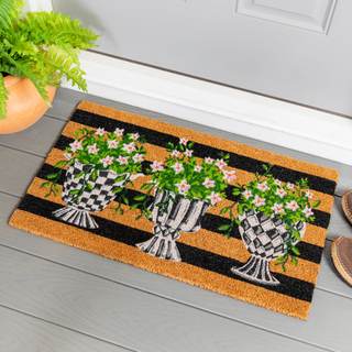 Evergreen Spring Topiary Coir Doormat, 30"x18" Welcome Mats for Outdoor & Indoor Entrance, Mud Catcher Entrywa