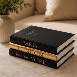 Decorative Books for Home Decor – Coffee Table Books, Set of 3 | Bookshelf Decor, Faux Hardcover Books, Black 