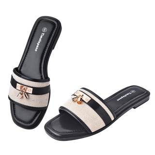Dressy Flat Sandals for Women Elegant Summer Comfortable Slides Sandal 2026 Trendy Fashion Square Open Toe Sli