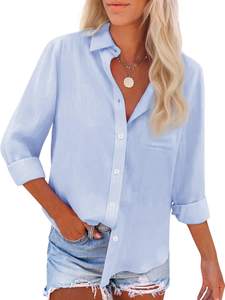 Womens Button Down Shirts Cotton Dress Shirts Oxford Shirts Long Sleeve Work Blouses Collared Tops Tunics with