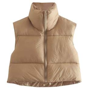 KEOMUD Women's Winter Crop Vest Lightweight Sleeveless Warm Outerwear Puffer Vest Padded Gilet