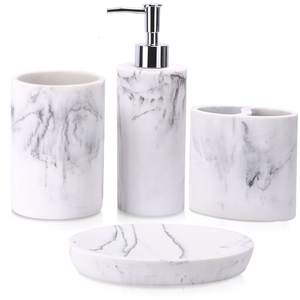 ZCCZ Bathroom Accessory Set, 4 Pcs Marble Look Bathroom Vanity Countertop Bathroom Décor Sets Accessories with