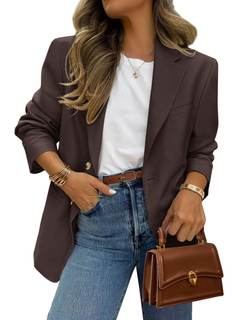 PRETTYGARDEN 2026 Blazers for Women Business Casual | Long Sleeve Button Down, Breasted Notch Lapel, Open Fron